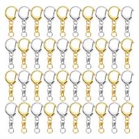 100 Piece D Hook Keychain Hardware with Jump Rings, Metal Split Key Ring Clips with Chain for Craft Charm Making DIY