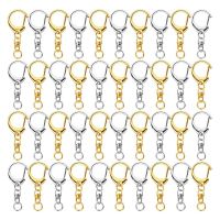 100 Piece D Hook Keychain Hardware with Jump Rings, Metal Split Key Ring Clips with Chain for Craft Charm Making DIY