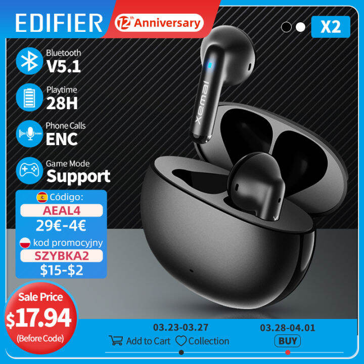 edifier-x2-tws-earbuds-wireless-earphones-bluetooth-5-1-voice-assistant-13mm-driver-touch-control-up-to-28hrs-playtime-game-mode