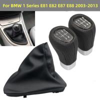 ปลอกผ้าคลุมรองเท้าบู๊ทหุ้มเกียร์หัวเกียร์เกียร์หนังรถยนต์แบบแมนนวลความเร็ว5/6สปีดสำหรับ BMW 1 Series E81 E82 E87 E88 2003-2013