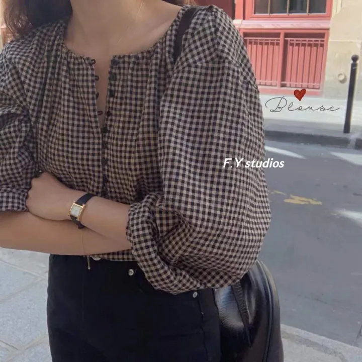 𝙁.𝙔 𝙨𝙩𝙪𝙙𝙞𝙤𝙨 🔥พร้อมส่ง🔥NO.147 เสื้อเชิ้ตแขนยาวลายสก๊อตแฟชั่นสไตล์เกาหลี ...