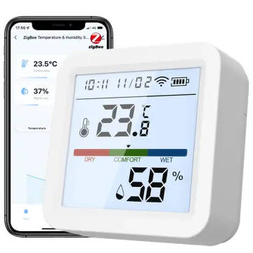 Tuya Zigbee Temperature Humidity Sensor Mini LCD Digital Display Remote  Control Thermometer Hygrometer Smart Home