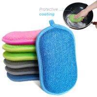 【hot】 Cleaning Scrubbing Sponges Reusable Non-Scratch Microfiber Scrubber Sponge Pot Pan Dish Washer