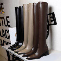 BIGTREE ใหม่รองเท้าหนังเซ็กซี่กว่าเข่ารองเท้าบูทส้นหนายาวรองเท้าผู้หญิงชี้ Toe High Boots ฤดูใบไม้ร่วงฤดูหนาว Shoes