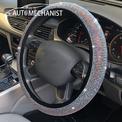 [HOT CPPPPZLQHEN 561] Bling Crystal Car Steering Wheel Cover Luxury Auto Rhinestone Steering Wheel Protector For Lady Women อุปกรณ์ตกแต่งภายในรถยนต์