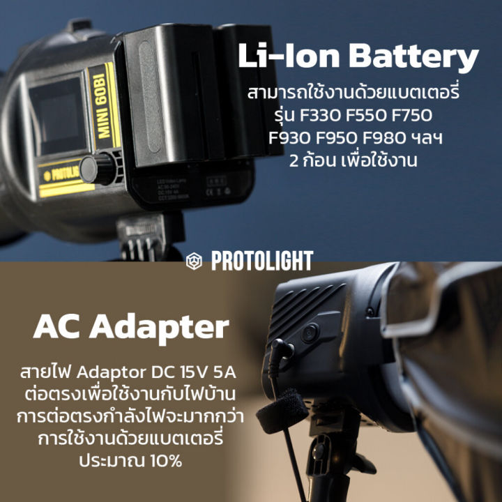 protolight-mini-60bi-ไฟled-60w-น้ำหนักเบา-ไฟต่อเนื่อง-ปรับสีได้-ไฟถ่ายรูป-vdo-ไลฟ์สด-ไฟงานแต่ง