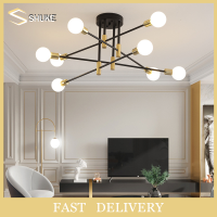 Modern Nordic E27 โคมระย้าเพดาน LED สีดำ Edison Bulbs โคมไฟในร่มสำหรับห้องนอน Living Room Lamp【ไม่มีหลอดไฟ】