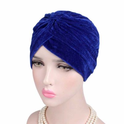 【CW】 Color Knot Twist Turban Headbands Cap Warm Headwear Streetwear Female Muslim Hats