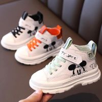 Autumn Winter Mickey Mouse Boys Cotton Child Sneakers Warm Kids Cartoon Casual Shoes for GirlS Sports Shoes Baby Boots