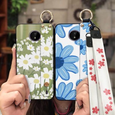 Anti-knock Soft Phone Case For Nokia C10/C20 Back Cover Anti-dust Wristband sunflower Lanyard Dirt-resistant cartoon