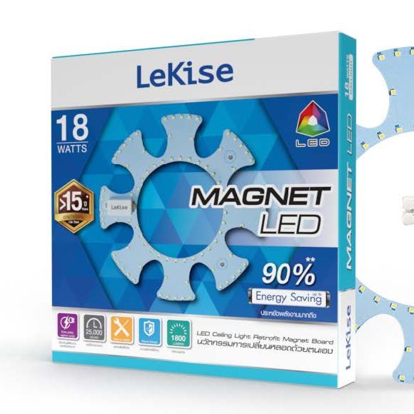 led-magnet-lekise-เลคิเซ่-แผงไฟ-led-18w-และ-24w-daylight-มีแม่เหล็ก-ติดได้ทันที-ใช้แทนหลอด-t9-รุ่นเก่า