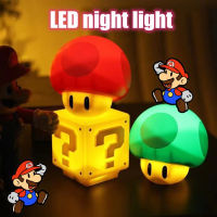 ?【 Readystock】 + Gratis Ongkir?ไฟ LED เกม Super Mario Bros สำหรับเด็ก,ของเล่นอะนิเมะการ์ตูนเครื่องหมายคำถามเสียงชาร์จไฟกลางคืนของขวัญวันเกิดวันฮาโลวีนโคมไฟตกแต่งห้องไฟของขวัญสำหรับเด็ก