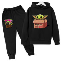 Yoda เสื้อสเวตเตอร์ฤดูใบไม้ร่วงและฤดูหนาวผ้าคอตตอนผ้าฟลีซเสื้อสวมหัวแขนยาวเสื้อสเวตเตอร์เสื้อฮู้ดทารกและกางเกงสำหรับเด็กเล็กเด็กผู้หญิง0000