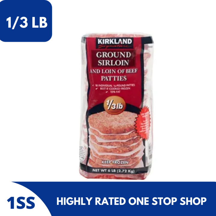Kirkland Signature Ground Sirloin and Loin of Beef Patties, 1/3LB