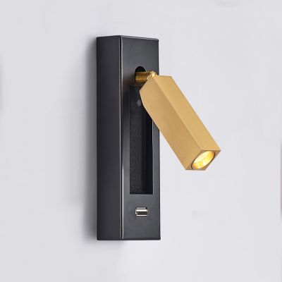 โคมไฟติดผนัง Led ใหม่พร้อมสวิตช์ Sconce Black Brass Creative USB Port ห้องนอนข้างเตียงไฟสปอตไลท์ 3 วัตต์อ่านโคมไฟติดผนัง
