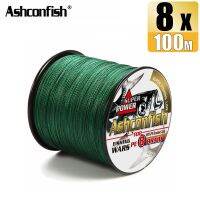 Ashconfish 8 Strands 100M Mossgreenเส้นใยถักเอ็นตกปลา 6-300LBทั้งหมดขนาดX8 อุปกรณ์ตกปลาTackleเครื่องมือ