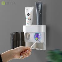 【jw】✌✣  Elossa-Punch-Free Banheiro Toothbrush Wall-Mounted Shelf Espremedor De Creme Automático Dispenser Set Acessórios