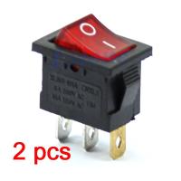 2ชิ้น สวิทช์กระดก 3Pin มีไฟสีแดง Rocker Switch-Y122