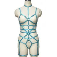 Hollow Body Harness Bondage ถุงน่อง Garter Belt ชุดชั้นในเซ็กซี่ Body ชุดกรงผู้หญิง Goth Harness Bra Bodysuit