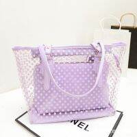 Womens Summer Big Bag Korean Version Of The New Fresh Wave Point Transparent Portable Shoulder Jelly Included Bag Pvc Beach Bag