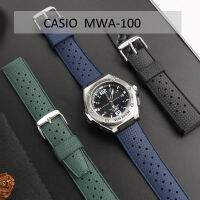 สายนาฬิกาซิลิโคน22X20มม. สำหรับ MWA-100H ดัดแปลงยาง MWA-100 Dark Heart Of Steel Men S Sports Watch Band สีดำสีเขียว