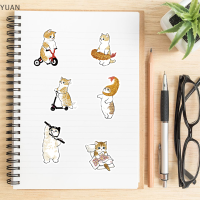 YUAN 64pcs น่ารักแมวการ์ตูนสติกเกอร์ความงาม Kawaii สัตว์ decals เด็กของเล่น scrapbook แล็ปท็อปกระเป๋าโทรศัพท์ Graffiti Sticker