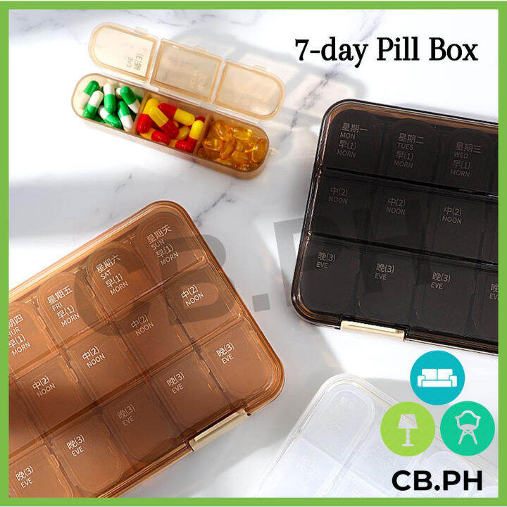 CB.PH 7Days Portable Pill Box Large Capacity One Week Pill Case the ...