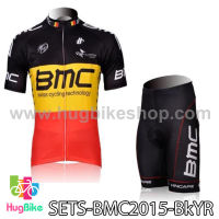 ชุดจักรยานแขนสั้นทีม BMC 15 (06) สีดำเหลืองแดง