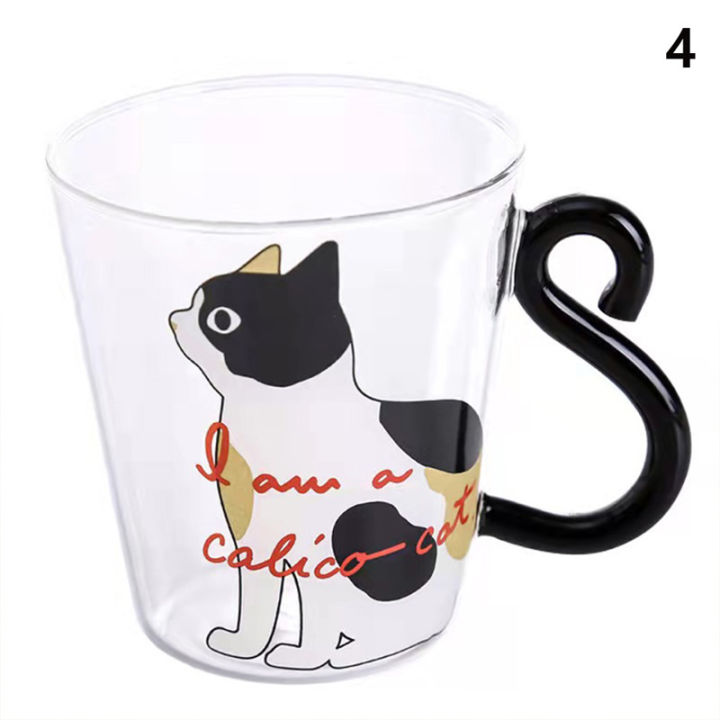 carmelun-แก้วกาแฟหูจับถ้วยแก้วน้ำหางแมวกาแฟชานมเครื่องดื่มแก้วน้ำผลไม้ผลไม้