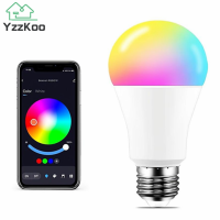 หลอดไฟ E27ไร้สายบลูทูธ4.0สมาร์ท Tuya APP ควบคุมหรี่แสงได้15วัตต์ E27 RGB CW WW LED เปลี่ยนสีโคมไฟเข้ากันได้ Iosandroid