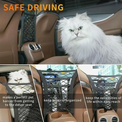 Car Net Organizer Standard Between Seat Mesh Storage Pockets Trucks Dog Seat Front With Net For Cars Layers Three Barrier A5S2