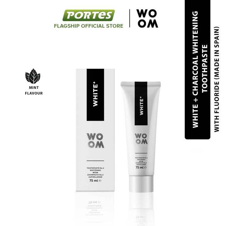 WOOM WHITE+ Charcoal Whitening Toothpaste w/ Fluoride (Made in Spain