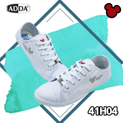 ADDA รองเท้าผ้าใบ รองเท้าพละ รองเท้านักเรียน สีขาว ลายมิกกี้เม้าส์ mickey Adda 41H04 ของแท้ รองเท้าพละแบบมีเชือกผูก