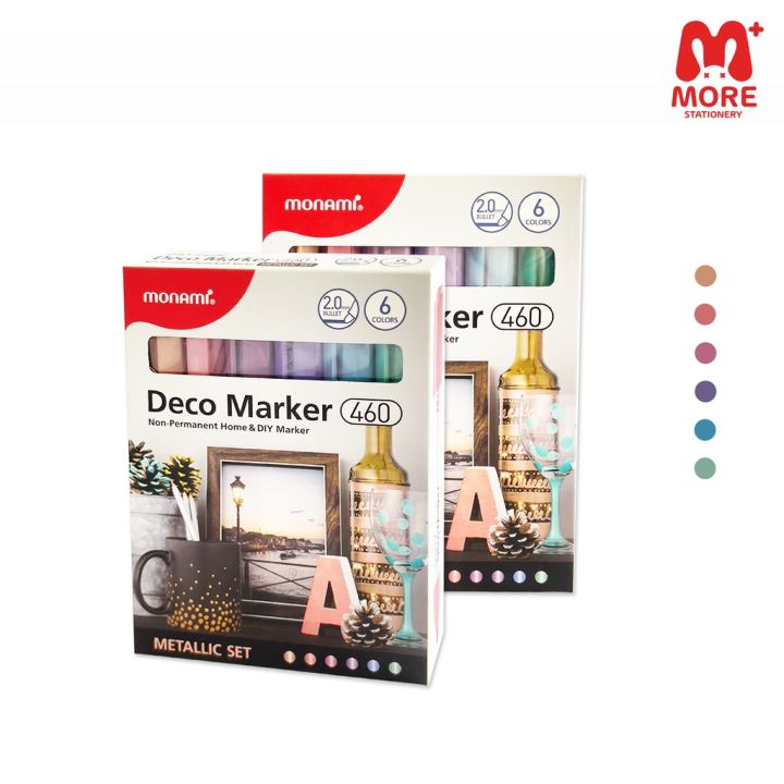 monami-โมนามิ-ปากกามาร์คเกอร์รุ่น-deco-marker-460-ชุด-6-สี