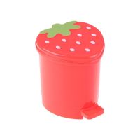 【hot】 Strawberry Trash Can with Lid No Reusable Washable Plastic Bin for Keep Tidy Air Supplies