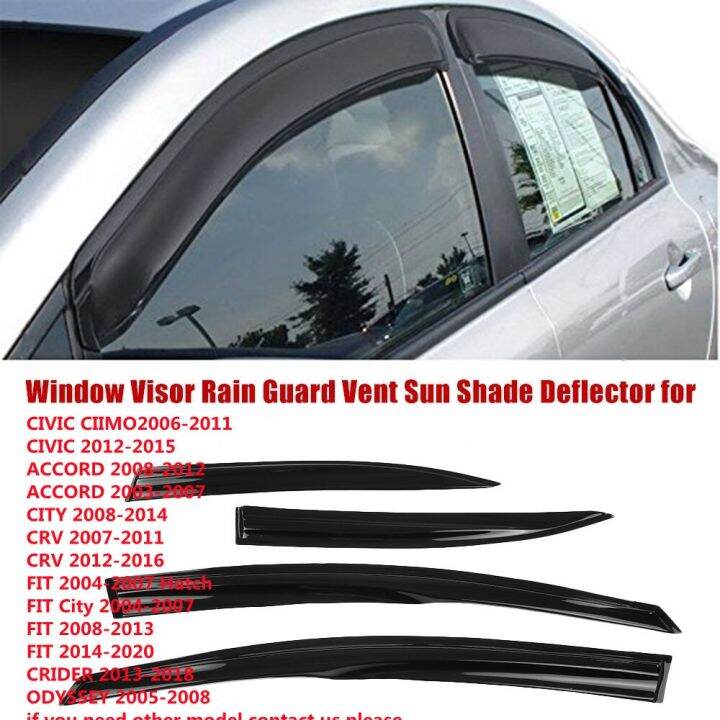 Window Visor Rain Guard Vent Sun Shade Deflector For Honda Civic Accord