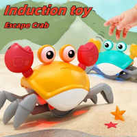 Crawling Escape Crab Automatic Induction Obstacle Avoidance Crab Electric Luminous Music Toys Rechargeable Musical Children Toys