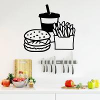 Fast Food Logo Window Sticker Hamburger  Restaurant Sign Decal Fries Drink Hamburger Logo Fast Food Restaurant Window Sign SY40