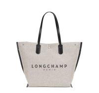 ✙❖❍ ของแท้100 Longchamp กระเป๋าสตรีผ้าใบและหนังกระเป๋าสะพายไหล่ Deformed กระเป๋าทรงสี่เหลี่ยมมีหูหิ้วสะพายไหล่ขนาด L ด้านบน10090HSG037 Made In France