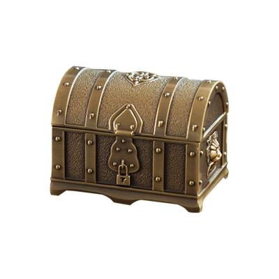 1pc Vintage Metal Jewelry Box Dresser Box Pirate Treasure Chest Antique Buckles Storage Boxes Bronze Color 7.5x5.5x5.3cm