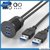 LONGB รถบรรทุก พอร์ตคู่ กลม แผงติดตั้งฟลัช USB 3.0 สายต่อ แผงหน้าปัดรถยนต์