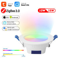 Tuya Zigbee 3.0สมาร์ท LED Downlight 10W12W RGBCW 3.54นิ้วโคมไฟเพดานในร่ม Spot Lighting ทำงานร่วมกับ Alexa Home *