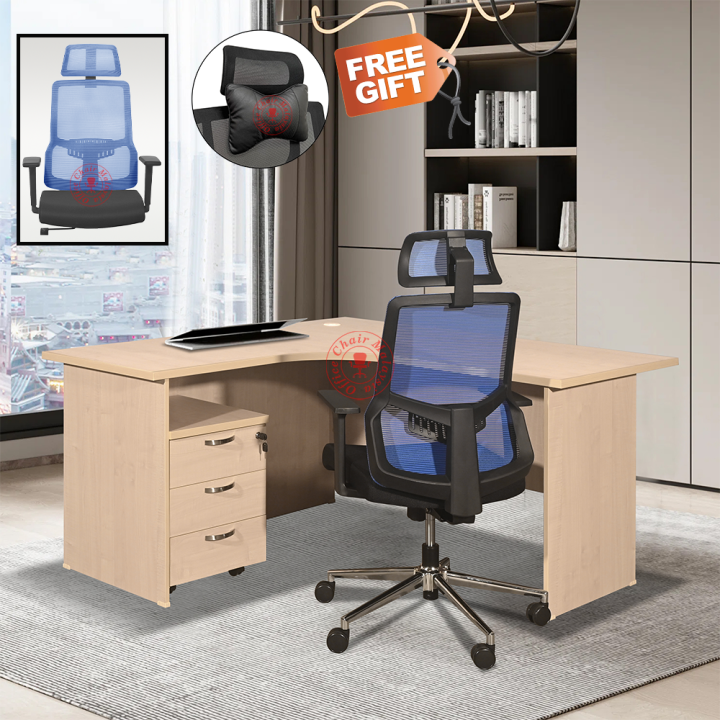 👑Whole Set Table+3D+Chair👑 Office Table Promotion Set / Meja Pejabat ...