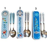 flatware set ชุดเซ็ต ช้อน ส้อม สแตนเลส 304 แบบพกพา สำหรับ เด็กโต ผู้ใหญ่ พร้อมกล่อง  doraemon โดเรม่อน