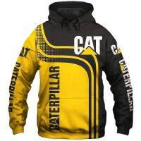 ฤดูหนาวฤดูใบไม้ร่วงเสื้อคลุมด้วยผ้ากีฬาสามี Caterpillar รถขุด 3 มิติรูปแบบการพิมพ์หมวกสำหรับผู้ชาย