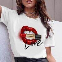 Tshirt Flower Perfume Printing Tshirt Lipstick Bag Cotton T Shirt High Heels Tees