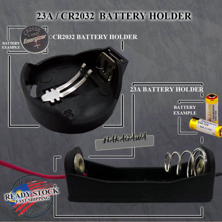 23A / CR2032 BATTERY HOLDER / BUTTON CELL BATTERY HOLDER WITH WIRES