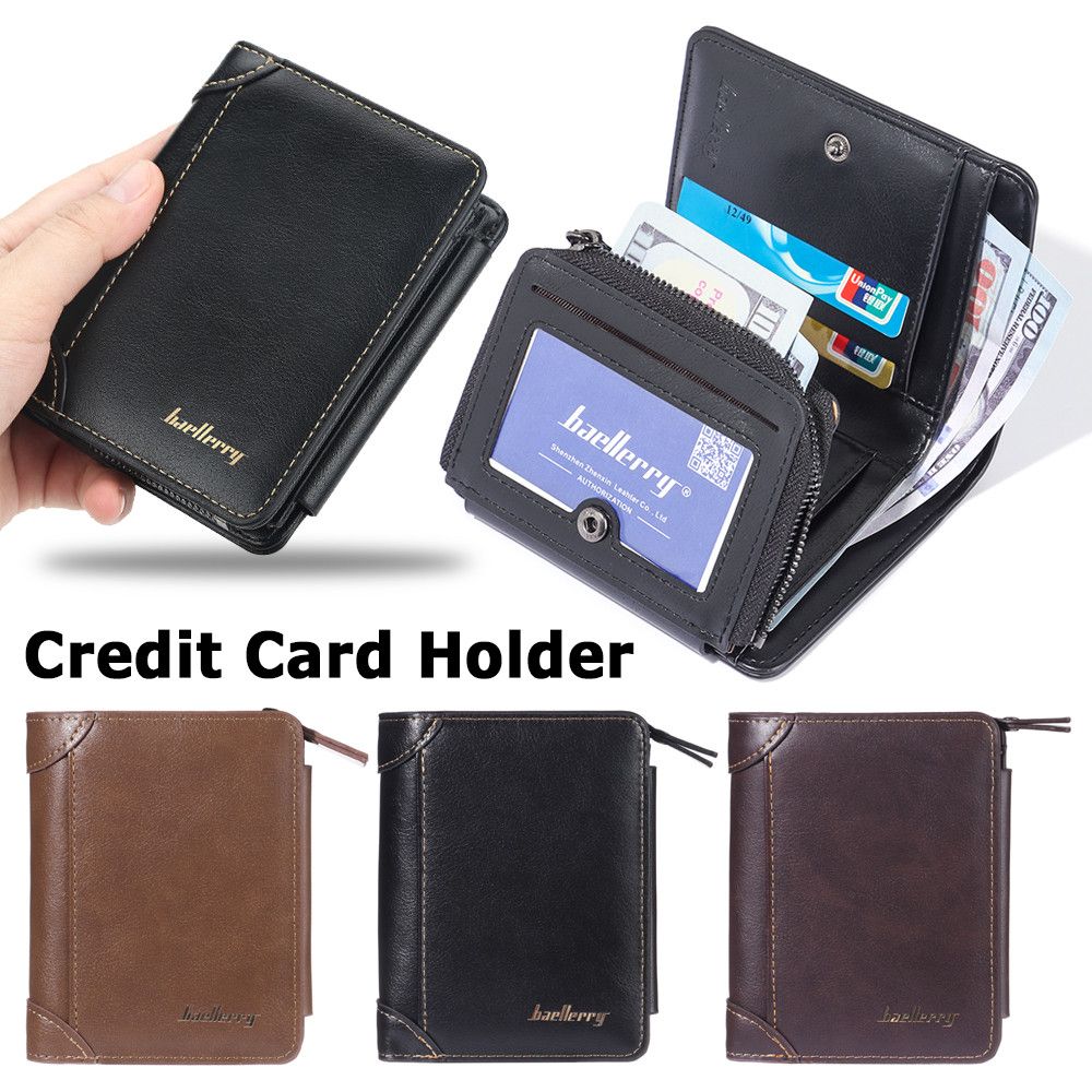 Mens Luxury Leather Soft Wallet Credit Card Holder Purse Black Brown With Zip 