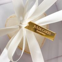 【YF】 50x Personalized Engraved Mirror Tags Sew Bows Labels Custom Logo Design Labels Wedding