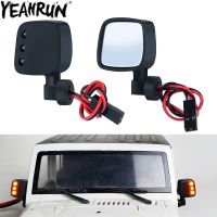 YEAHRUN กระจกมองหลังรถ RC พร้อมไฟ LED สำหรับตีนตะขาบ RC SCX10แนวแกนชิ้นส่วนตกแต่งรถยนต์กระจกมองหลังจำลอง